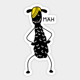 Black sheep with hairstyle Sticker